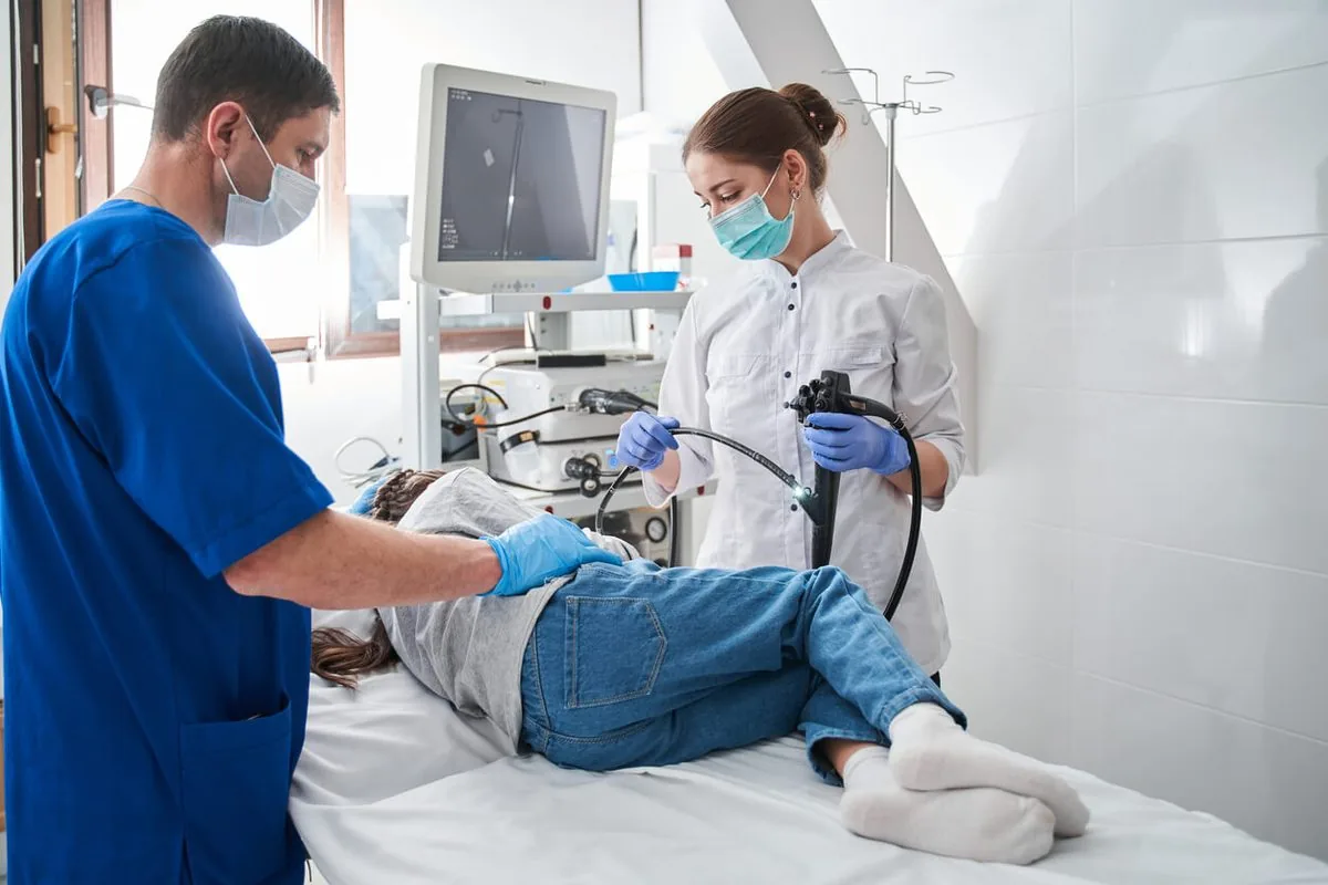 Gastroenterologist performing endoscopy procedure